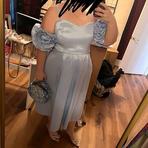 Periwinkle blue tea length dress